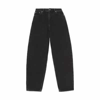 (Women) GANNI SS23 Black Mid-Rise Loose Balloon Fit Jeans Casual Denim Pants. F6625-006