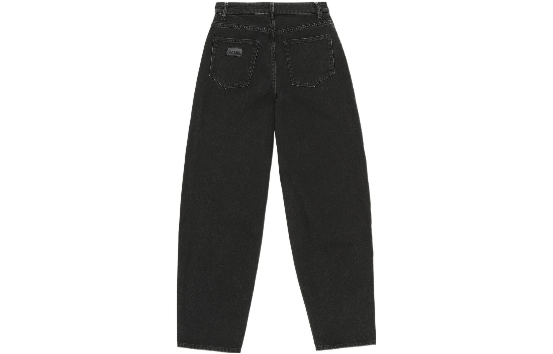Lookbook (W) GANNI SS23 黑色宽松泡泡版型中腰牛仔裤休闲长裤. F6625-006