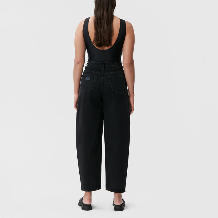 Purchase (W) GANNI SS23 黑色宽松泡泡版型中腰牛仔裤休闲长裤. F6625-006