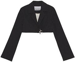 (Women) GANNI SS23 Cropped Blazer with Silver Buttons Black F7730-099 (Women) GANNI SS23 Cropped Blazer with Silver Buttons Black F7730-099