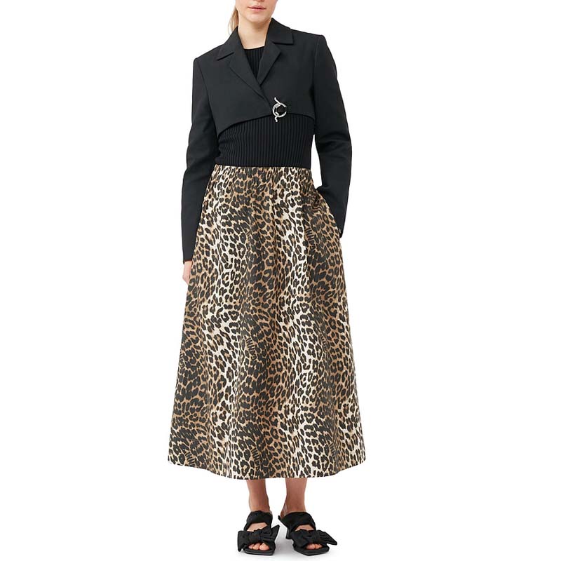 Lookbook (W) 가니 SS23 실버 버튼 블랙 크롭 블레이저 F7730-099