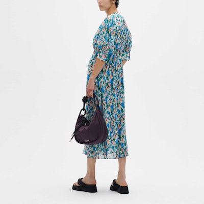 (W) GANNI SS23 Pastoral Floral Dress Lengan Pendek Lekuk-V - Biru Langit F6876-228 Purchase (W) GANNI SS23 Pastoral Floral Dress Lengan Pendek Lekuk-V - Biru Langit F6876-228