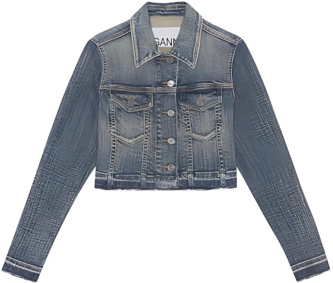 (W) 가니 SS23 워시드 데님 버튼 숏 재킷 - 블루 J1257091 Buy (W) 가니 SS23 워시드 데님 버튼 숏 재킷 - 블루 J1257091