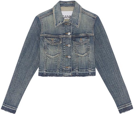 (W) 가니 SS23 워시드 데님 버튼 숏 재킷 - 블루 J1257091 Order (W) 가니 SS23 워시드 데님 버튼 숏 재킷 - 블루 J1257091