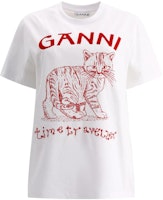(Women) GANNI SS23 White Animal Print Logo Graphic T-Shirt T3544-151 (Women) GANNI SS23 White Animal Print Logo Graphic T-Shirt T3544-151