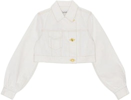 (Women) GANNI SS23 White Cropped Long-Sleeve Denim Jacket J1171-151 (Women) GANNI SS23 White Cropped Long-Sleeve Denim Jacket J1171-151