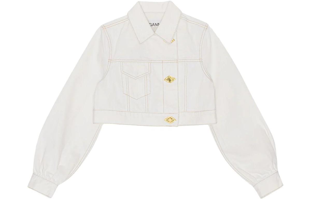 Order (W) 가니 SS23 화이트 크롭 롱슬리브 데님 재킷 J1171-151