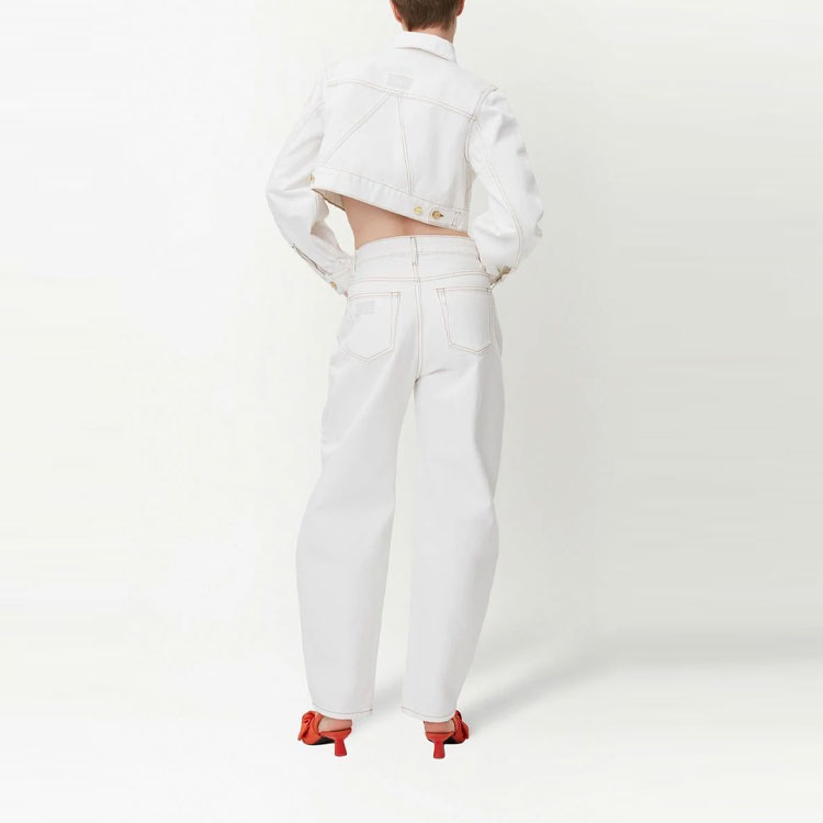 Shop (W) 가니 SS23 화이트 크롭 롱슬리브 데님 재킷 J1171-151
