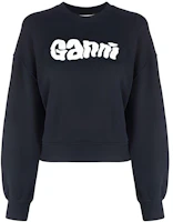 (Women) GANNI SS23 Blue Minimalist Letter Print Pullover Sweatshirt T2976-683 (Women) GANNI SS23 Blue Minimalist Letter Print Pullover Sweatshirt T2976-683