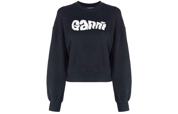 Order (Women) GANNI SS23 Blue Minimalist Letter Print Pullover Sweatshirt T2976-683