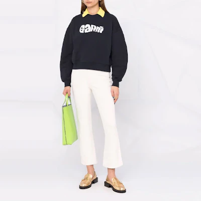 (Women) GANNI SS23 Blue Minimalist Letter Print Pullover Sweatshirt T2976-683 Lookbook (Women) GANNI SS23 Blue Minimalist Letter Print Pullover Sweatshirt T2976-683
