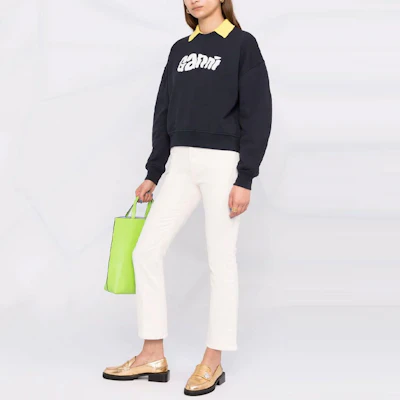 (Women) GANNI SS23 Blue Minimalist Letter Print Pullover Sweatshirt T2976-683 Purchase (Women) GANNI SS23 Blue Minimalist Letter Print Pullover Sweatshirt T2976-683
