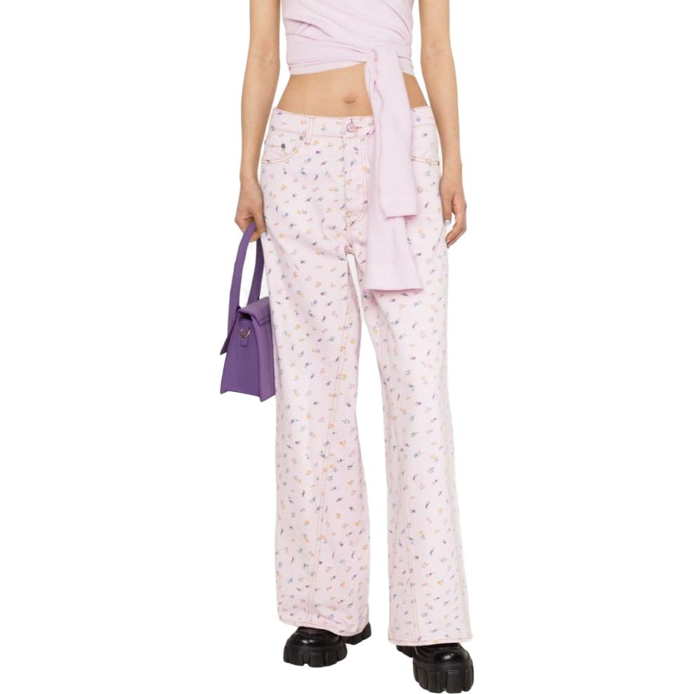 Lookbook (W) 가니 SS23 조이지 플로럴 프린트 스트레이트 핏 진 핑크. J1213-545