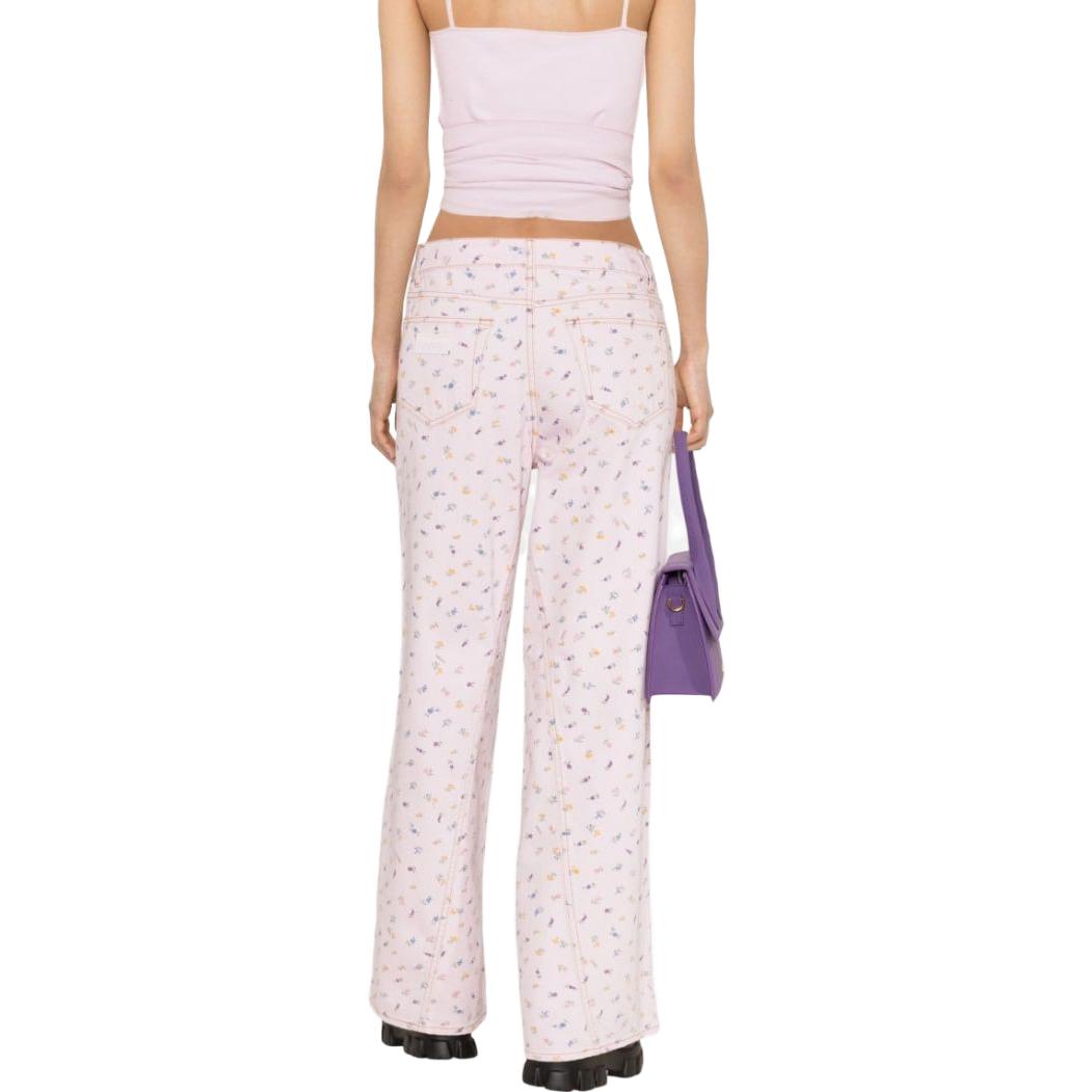 Shop (W) 가니 SS23 조이지 플로럴 프린트 스트레이트 핏 진 핑크. J1213-545