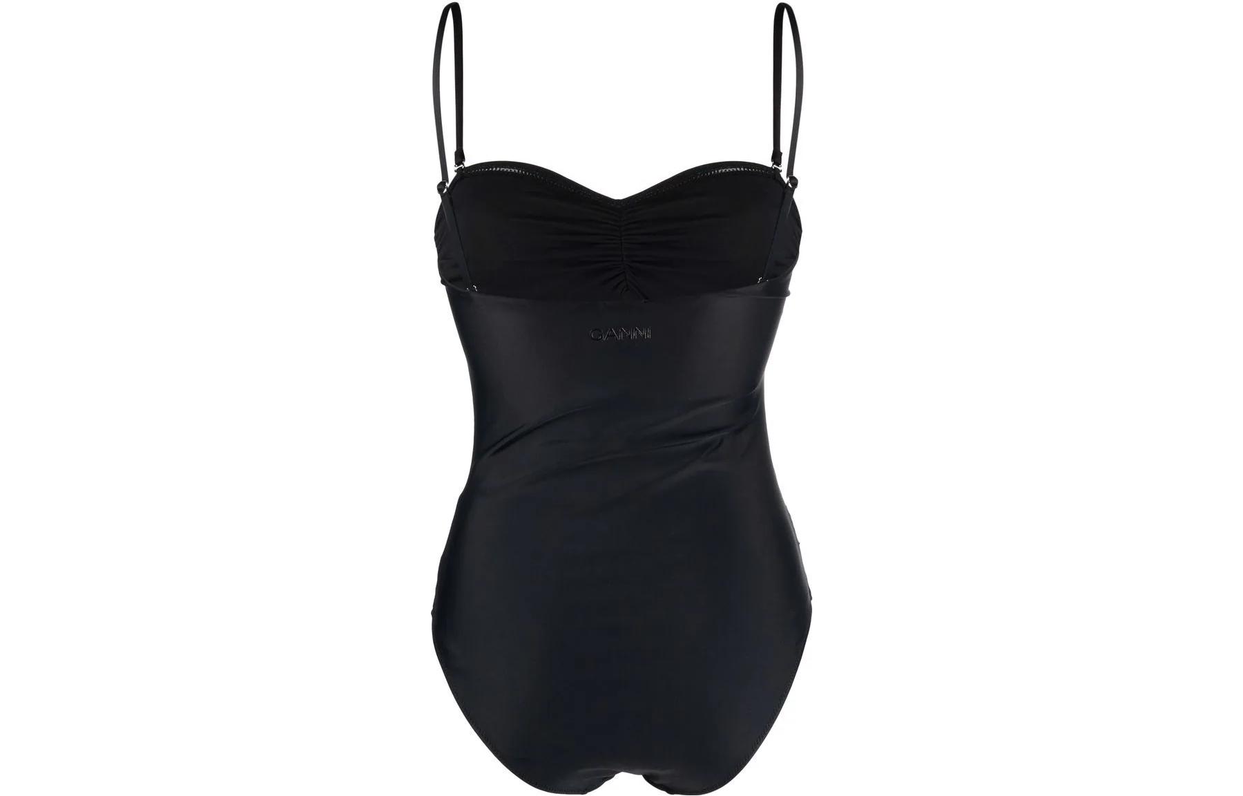 Lookbook (W) 가니 SS23 솔리드 루치드 스트라피 원피스 수영복 여성 블랙 A4049-099