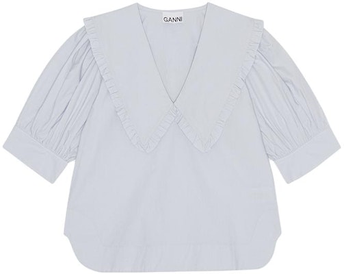 (W) 가니 SS23 솔리드 러플 브이넥 퍼프 슬리브 티셔츠 여성 헤더 퍼플 F8637-694 Order (W) 가니 SS23 솔리드 러플 브이넥 퍼프 슬리브 티셔츠 여성 헤더 퍼플 F8637-694