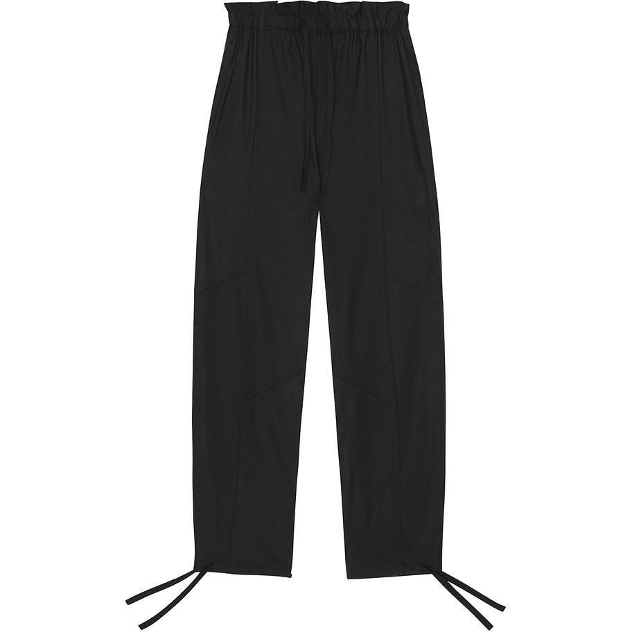 (Women) GANNI SS24  Black Elastic Waist Relaxed Fit Balloon Pants. F9379099