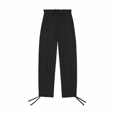 (Women) GANNI SS24 Black Elastic Waist Relaxed Fit Balloon Pants. F9379099