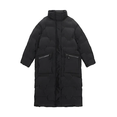 (Women) GANNI SS24 Black Hooded Long Puffer Coat Trench Jacket. F8544099