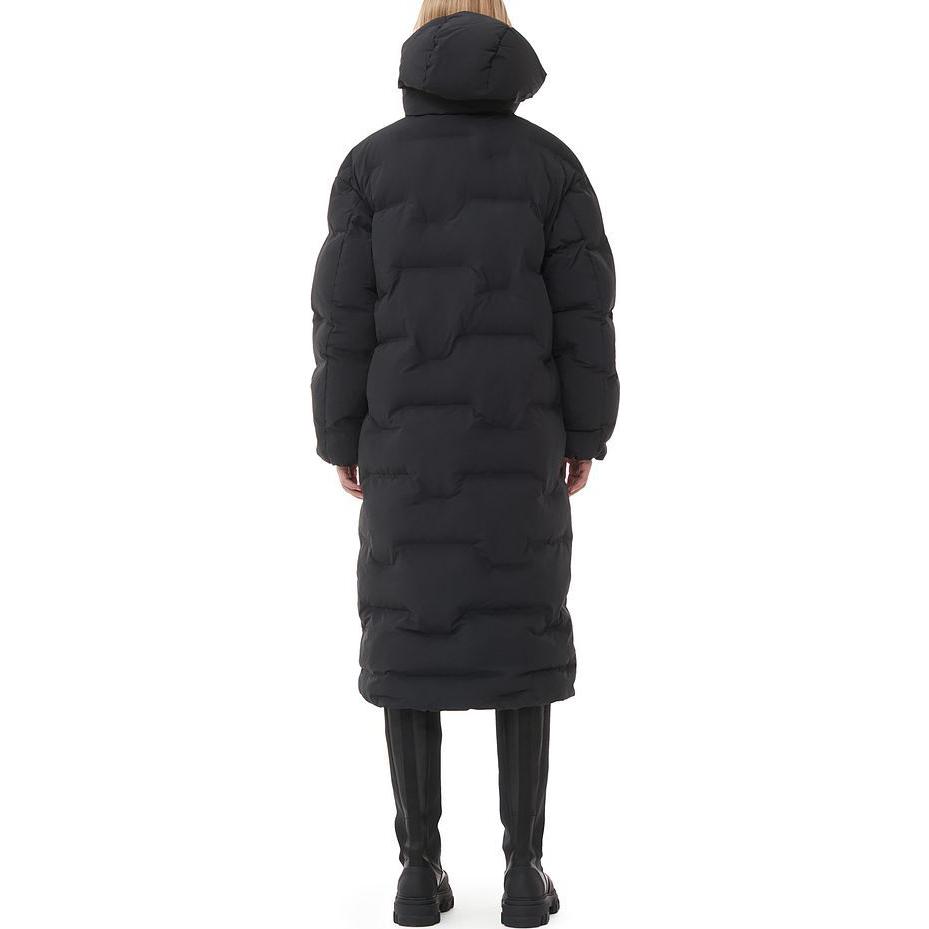 Shop (W) 가니 SS24 블랙 후드 롱 패딩 코트 트렌치 자켓. F8544099