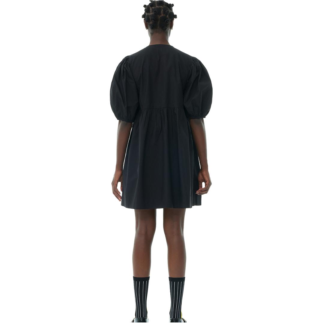 Shop (W) GAANNI SS24 Hitam Gaun Longgar Lengan Puff Berlipat. F9005099