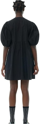 (W) GAANNI SS24 Hitam Gaun Longgar Lengan Puff Berlipat. F9005099 Shop (W) GAANNI SS24 Hitam Gaun Longgar Lengan Puff Berlipat. F9005099