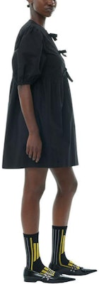 (W) GAANNI SS24 Hitam Gaun Longgar Lengan Puff Berlipat. F9005099 Purchase (W) GAANNI SS24 Hitam Gaun Longgar Lengan Puff Berlipat. F9005099