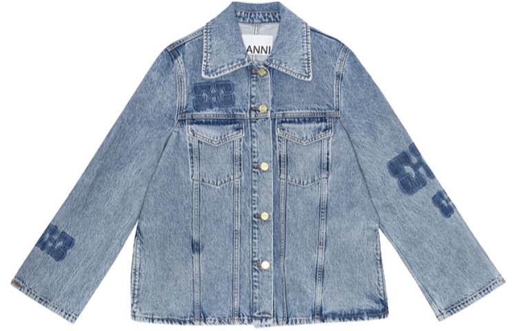 Order (W) 가니 SS24 버터플라이 로고 루즈핏 데님 자켓 미드 블루-그레이. J1436566