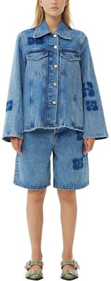 (W) 가니 SS24 버터플라이 로고 루즈핏 데님 자켓 미드 블루-그레이. J1436566 Lookbook (W) 가니 SS24 버터플라이 로고 루즈핏 데님 자켓 미드 블루-그레이. J1436566