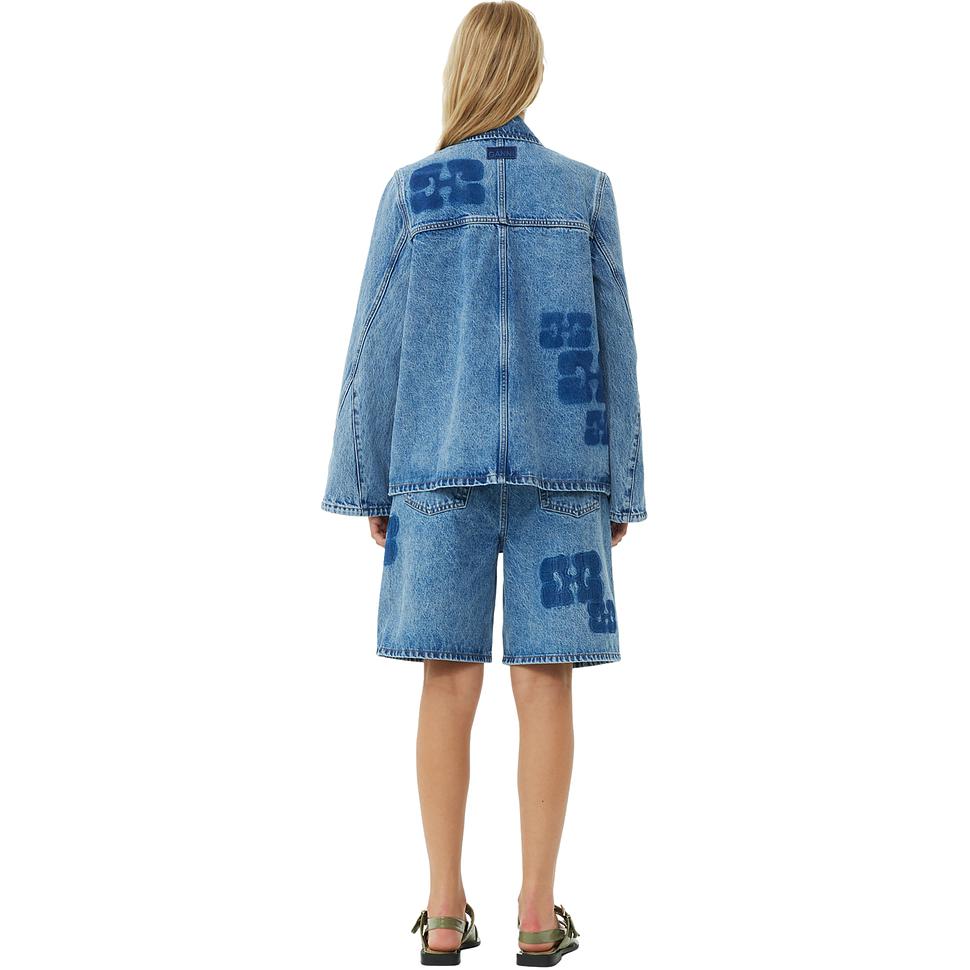 Shop (W) 가니 SS24 버터플라이 로고 루즈핏 데님 자켓 미드 블루-그레이. J1436566