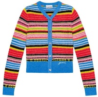 (Women) GANNI SS24 Colorblock V-Neck Slim Knit Cardigan Sweater Multicolor K2145999 (Women) GANNI SS24 Colorblock V-Neck Slim Knit Cardigan Sweater Multicolor K2145999