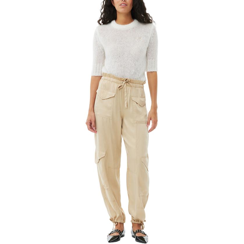 Lookbook (W) GANNI SS24 弹力高腰直筒裤 沙漠黄配色。 F9381883