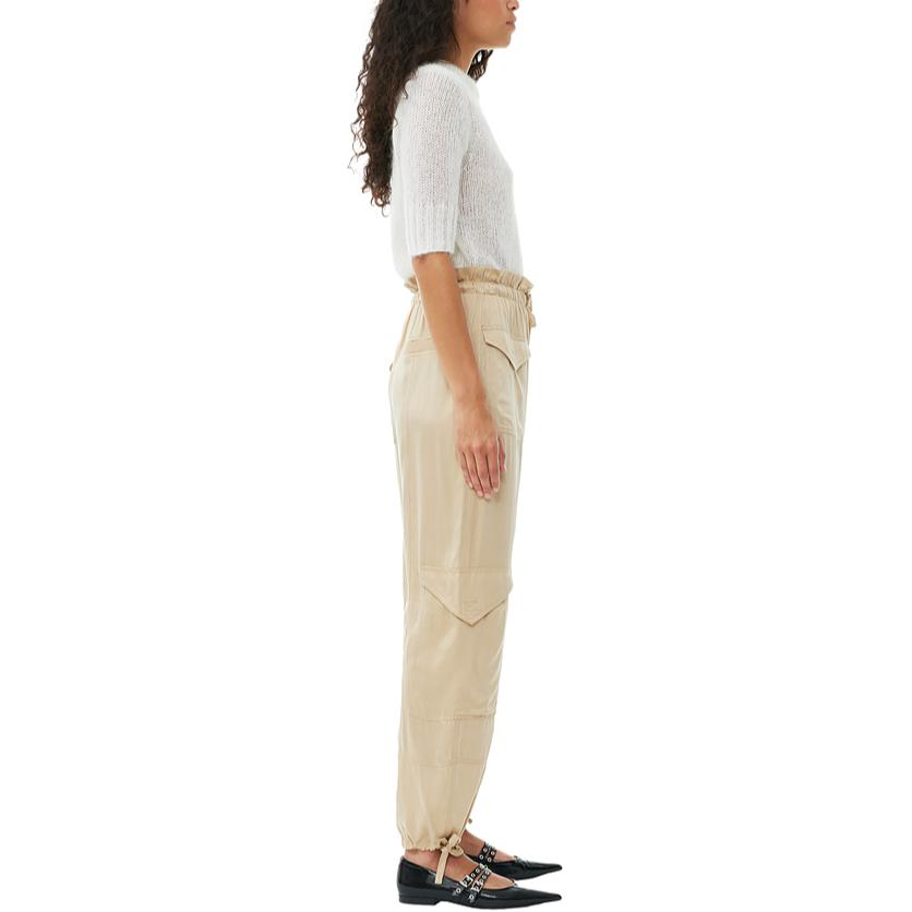 Purchase (W) GANNI SS24 弹力高腰直筒裤 沙漠黄配色。 F9381883