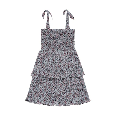 (Women) GANNI SS24 Floral Vintage Square Neck Layered Slip Dress Phantom Blue F9245252