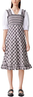 (Women) GANNI SS24 Lavender Plaid Ruffle Square Neck Slim Fit Camisole Dress. F9636428 Lookbook (Women) GANNI SS24 Lavender Plaid Ruffle Square Neck Slim Fit Camisole Dress. F9636428