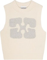 (Women) GANNI SS24 Logo Crewneck Knit Vest White Egret. K2252135 (Women) GANNI SS24 Logo Crewneck Knit Vest White Egret. K2252135