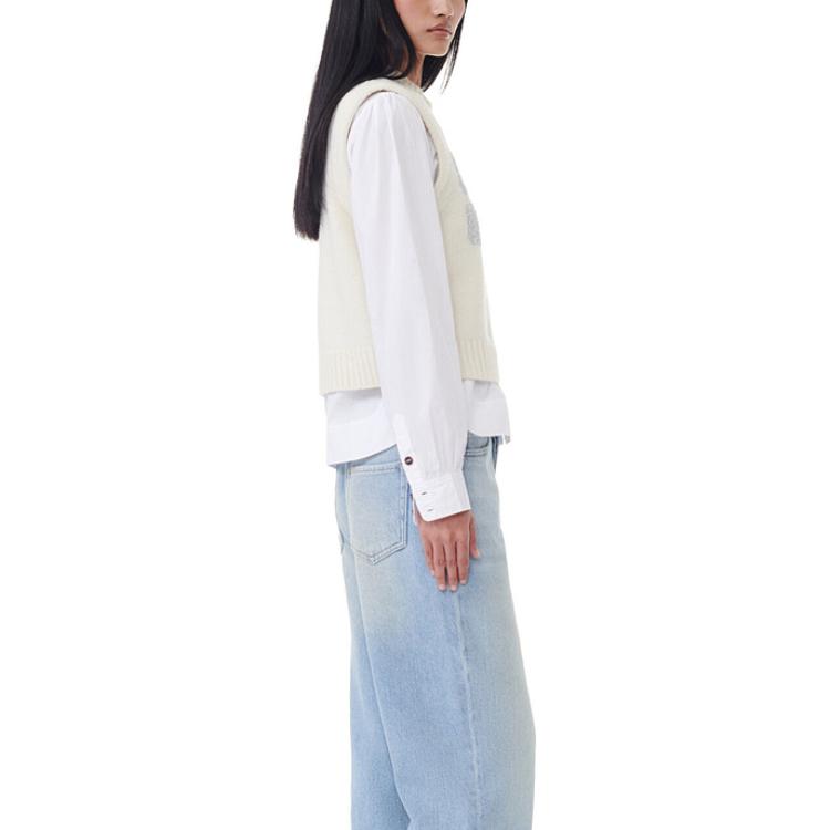 Purchase (W) GANNI SS24 Logo 圓領針織背心 白色百 Egret K2252135