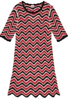 (Women) GANNI SS24 Racer Red Wave Stripe Slim Fit Crochet Midi Dress. K2162474 (Women) GANNI SS24 Racer Red Wave Stripe Slim Fit Crochet Midi Dress. K2162474