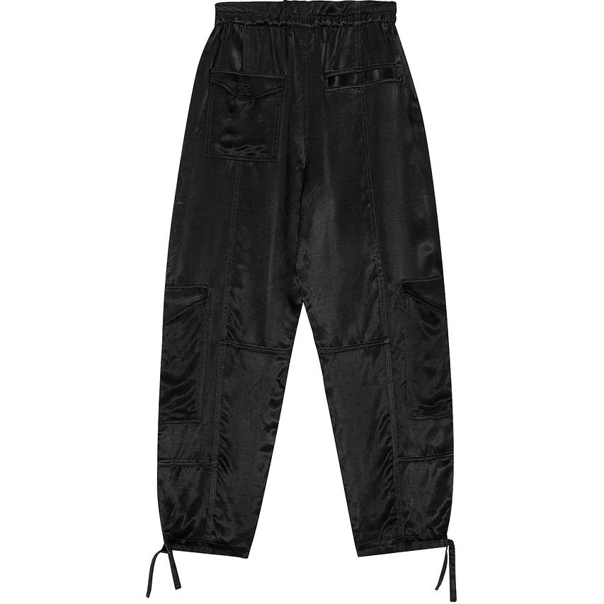 (Women) GANNI SS24  Relaxed Fit Elastic Waist Straight-Leg Pants Black. F9382099