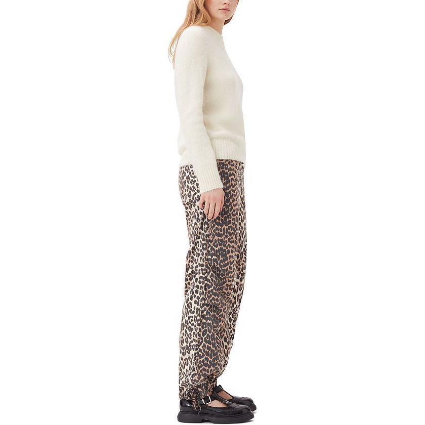 Purchase (W) GANNI SS24宽松豹纹松紧腰裤杏仁奶色 F9356859