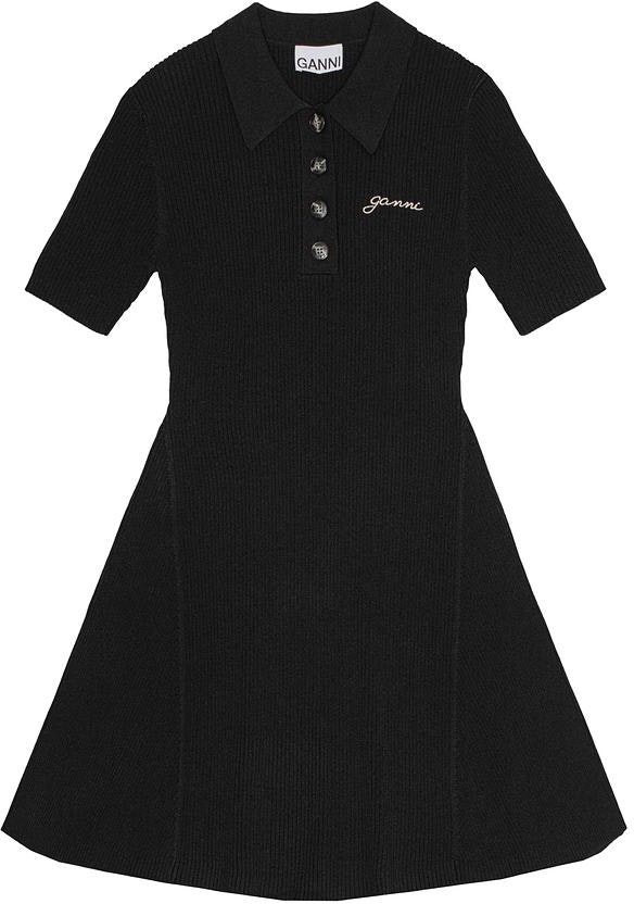 women-ganni-ss-24-slim-fit-logo-print-short-sleeve-dress-black-k2288099