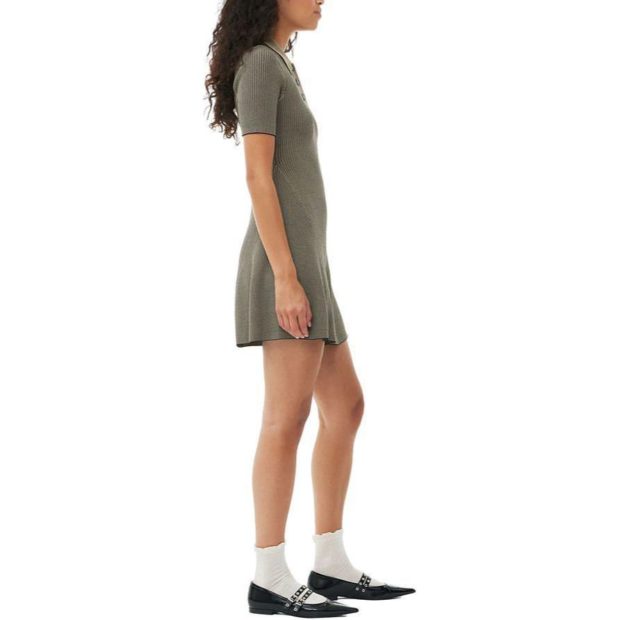 Purchase (W) 가니 SS24 슬림핏 폴로 칼라 드레스 로고 자수 사파리 옐로우. K2194883