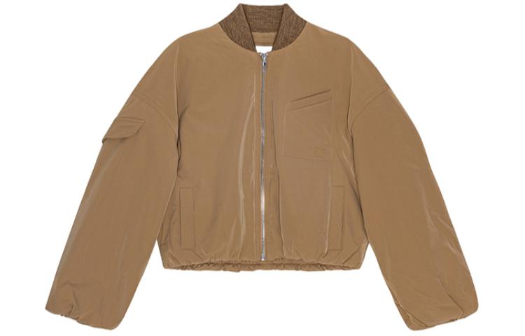 (Women) GANNI SS24  Zip-Up Oversized Jacket Tiger Eye Brown Long Sleeve F8890177