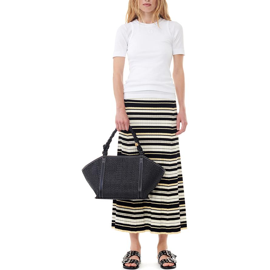 Lookbook (W) GANNI SS24 女士彩色拼接条纹罗纹长裙 休闲时尚 K2311999