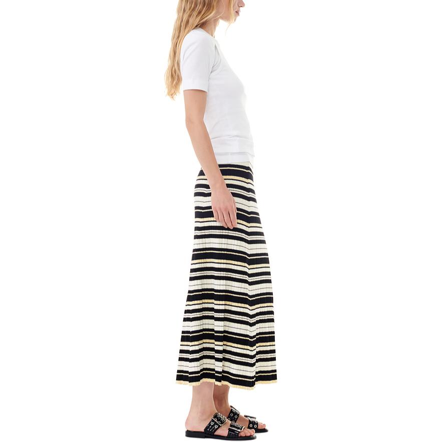 Purchase (W) GANNI SS24 女士彩色拼接条纹罗纹长裙 休闲时尚 K2311999