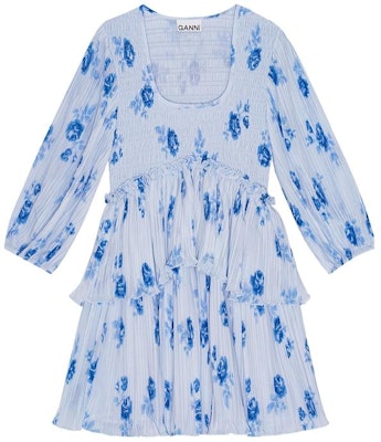 (W) GANNI SS24 Gaun Kelabu Heather Leher Scoop Bunga Lipat Lengan 3/4 Wanita F9162694 Buy (W) GANNI SS24 Gaun Kelabu Heather Leher Scoop Bunga Lipat Lengan 3/4 Wanita F9162694