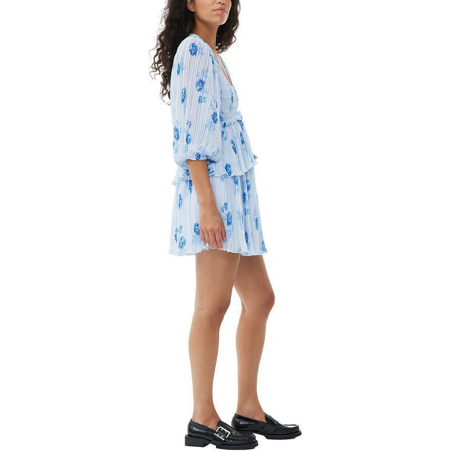 Purchase (W) GANNI SS24 Gaun Kelabu Heather Leher Scoop Bunga Lipat Lengan 3/4 Wanita F9162694