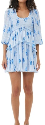 (W) GANNI SS24 Gaun Kelabu Heather Leher Scoop Bunga Lipat Lengan 3/4 Wanita F9162694 Details for (W) GANNI SS24 Gaun Kelabu Heather Leher Scoop Bunga Lipat Lengan 3/4 Wanita F9162694