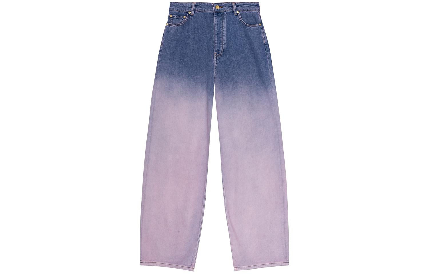 (Women) GANNI SS24 Gradient Wide-Leg Mid-Rise Loose Jeans Women Purple. J1428005