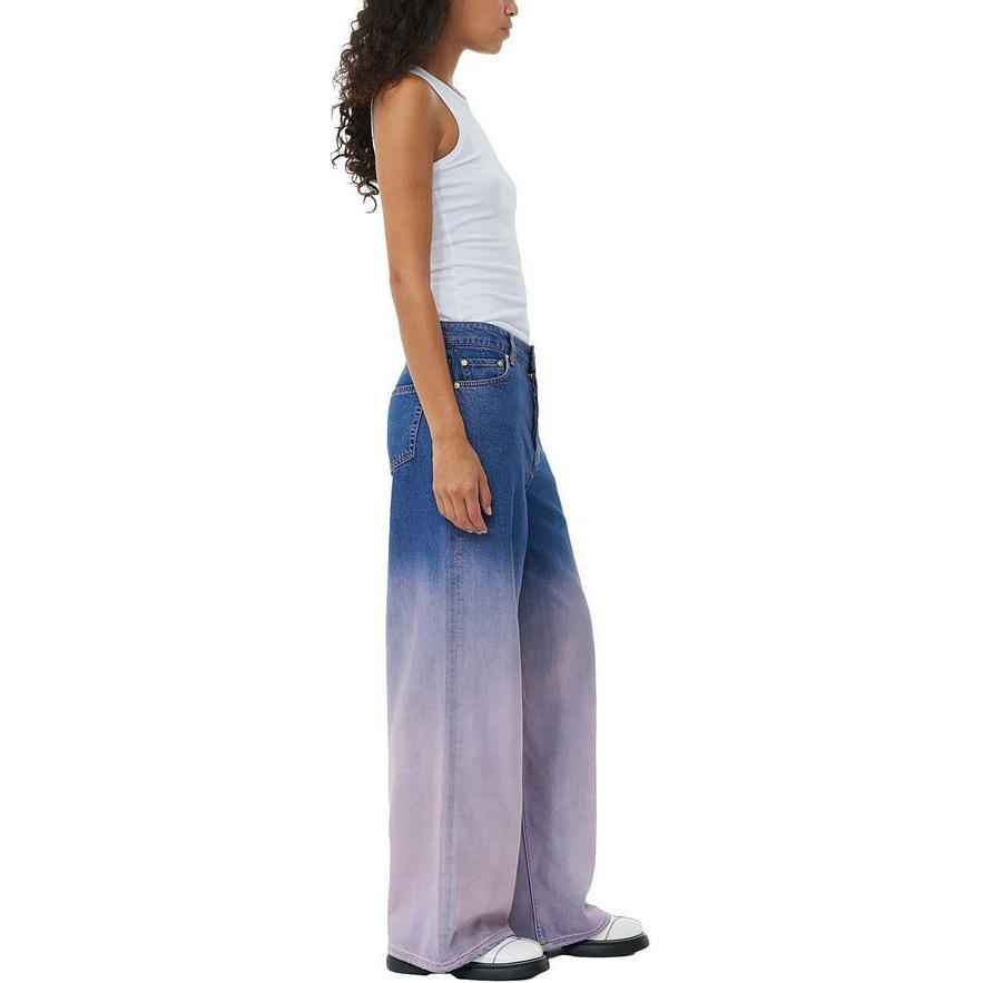 Purchase (W) 가니 SS24 그라데이션 와이드 레그 미드 라이즈 루즈 핏 진 여성 퍼플. J1428005